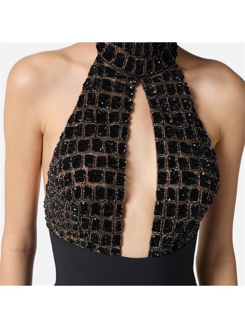 Tuta in tulle e crêpe con ricami cocco ELISABETTA FRANCHI | TU06257E2.110